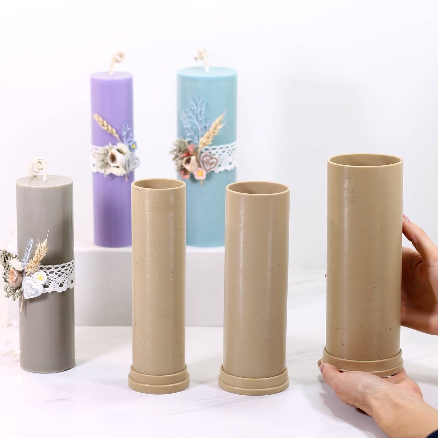 Cylindrical Candle Molds for Candles Making, Pillar Candle Mold DIY Soy Wax  Beewax Handmade Supplies Moulds 
