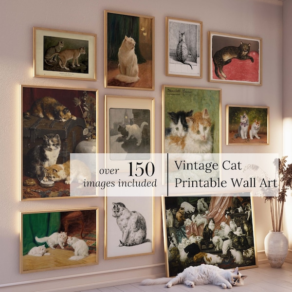 150 Plus Vintage Cat Prints Printable Wall Art Digital Download Gallery Wall Art Instant Download Cat Art Print Cat Lover Art Farmhouse Wall