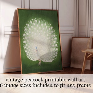 Peacock wall art printable bird art vintage downloadable art peacock print download art Japanese wall art living room decor bedroom wall art