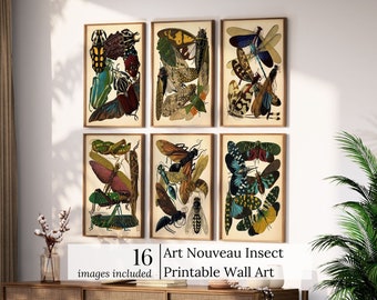 Insect Print Wall Art Digital Art Nouveau Print Art Vintage Nature Digital Download Art Print Gallery Wall Set of Prints Downloadable Art