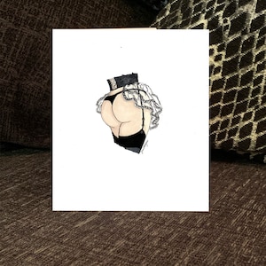 Carta di arte erotica matura BDSM cameriera francese glutei NSFW fondo nudo a sculacciare arte originale personalizzata Dom Sub Mistress amore A6