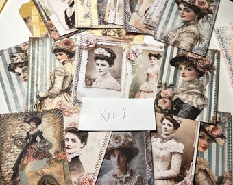 Junk Journal Kit, Shabby Chic Vintage Inspired Women's Ephemera Collage Papers