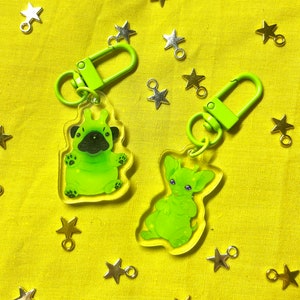 Alien Dog and Cat mini 1.5” Keyrings