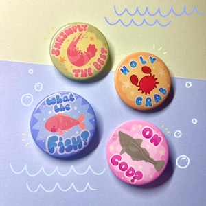 Fishy Pun button badges