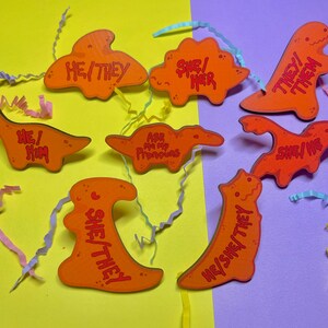 Dino Nugget Pronoun Pins Wooden LGBTQIA+