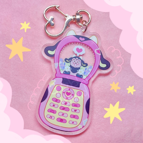 Pink Cow Mobile Phone 3” Keyring