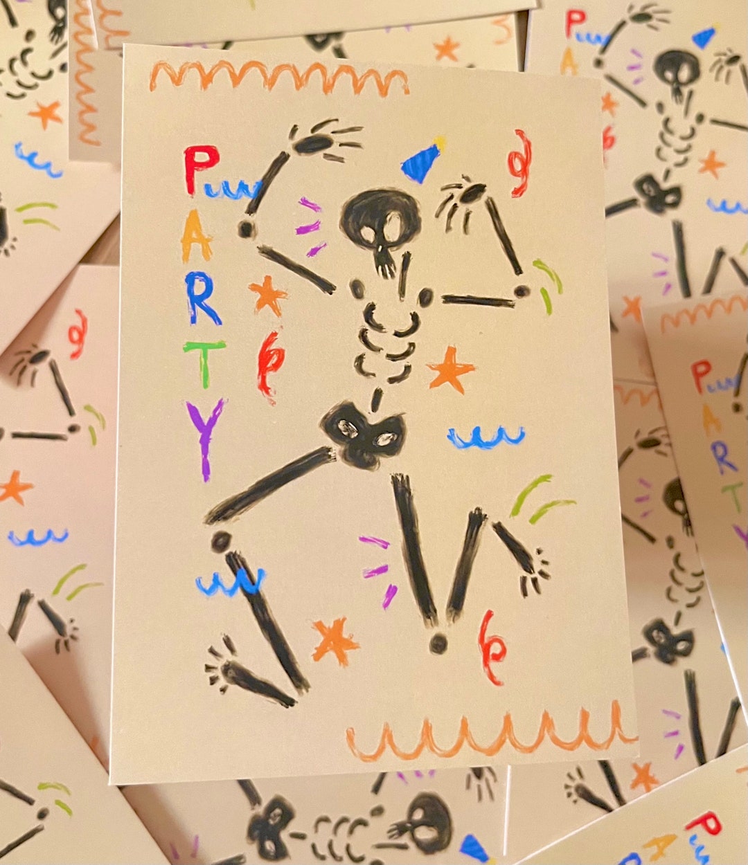 Skeleton Party A6 Postcard Sized Digital Artwork Print - Etsy