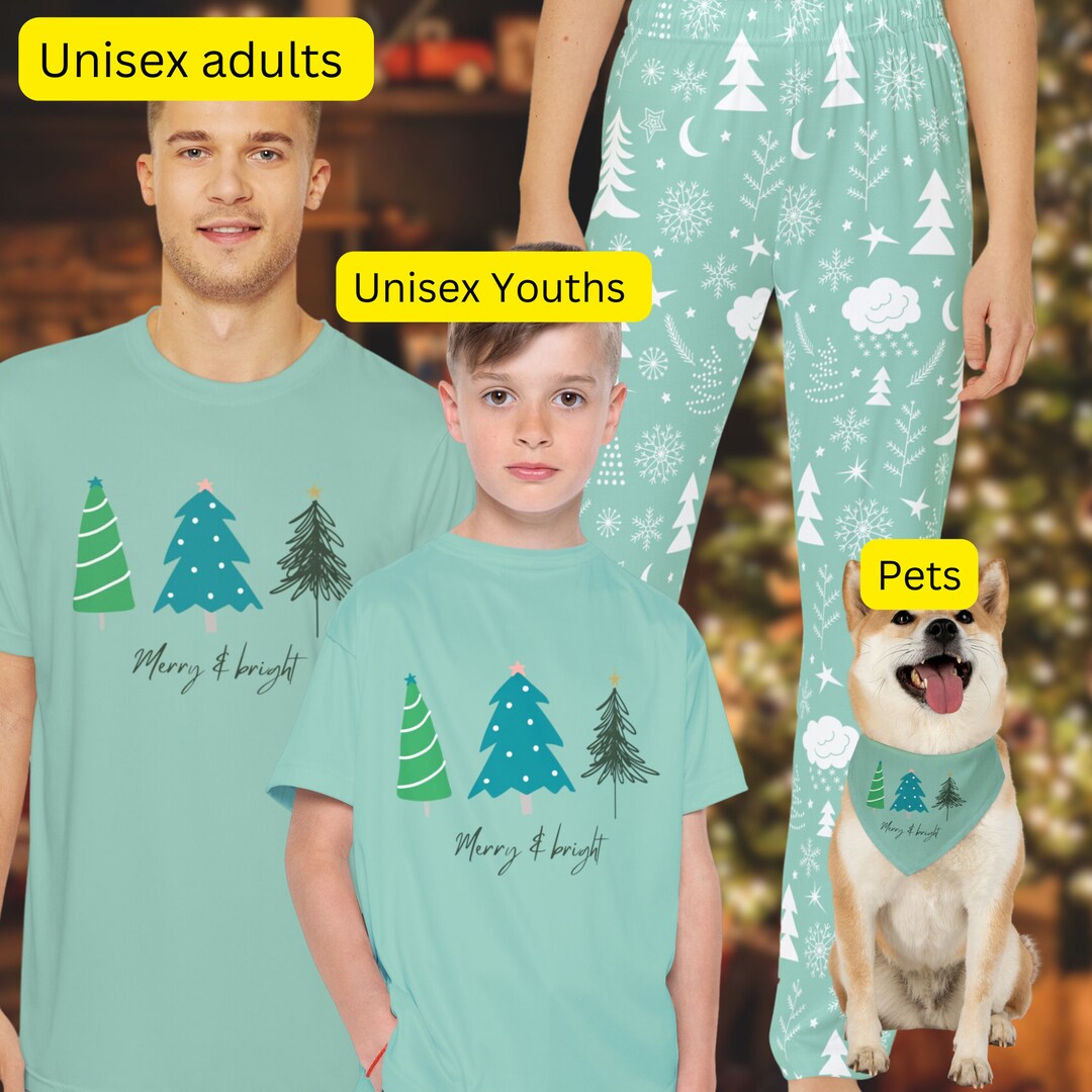 Matching Family Green Christmas Tree Pajamas Green Tree Etsy