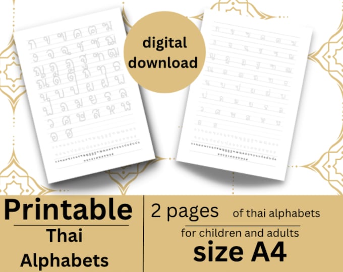 Thai Alphabets Poster, High Resolution PDF, Learning Thai, Instant ...