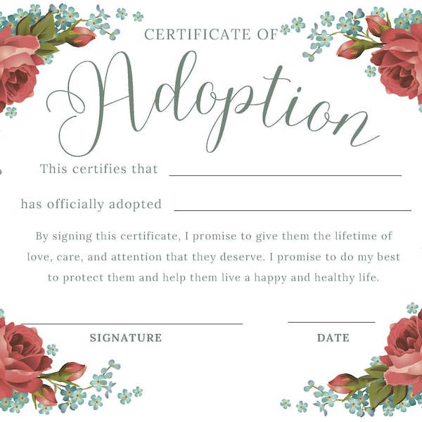 Adoption Certificate - Etsy Australia