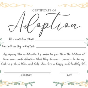 TÉLÉCHARGEMENT NUMÉRIQUE - Certificat d&#39;adoption ! ~Redevance~