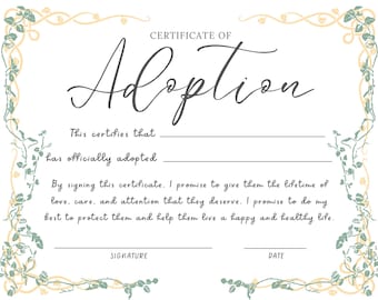 DIGITAL DOWNLOAD - Adoption Certificate! ~Royalty~