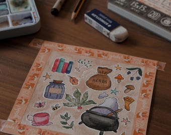 Original Watercolor with Glitter - Unique Painting