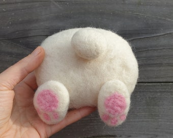 Bunny butt decoration, Felted Hare, Rabbit, Handmade