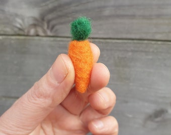 3 Mini Carrots,  Miniature Vegetables, Felt Carrots, Dollhouose miniatures, Easter Bunny Snack, Decoration, Scenery making