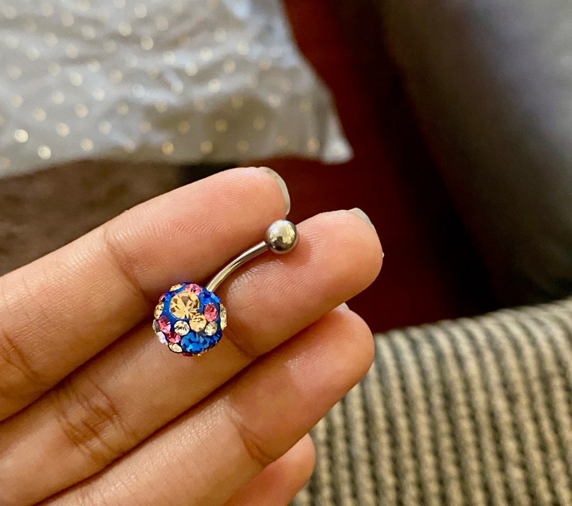 Piercing Nombril deux Cristaux roses