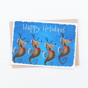 Seahorse Reindeer Holiday Card