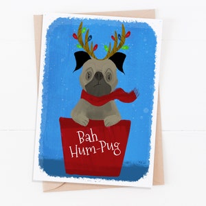 Carte de renne Bah Hum-Pug / Carte de vœux / Noël