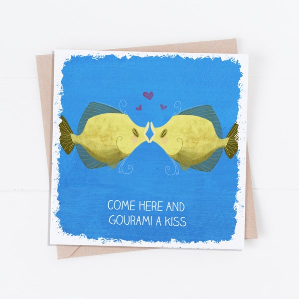 Gourami a Kiss (Kissing Gourami fish) Valentine's Day Card /Valentine's Day Pun/ Happy Valentine's Day
