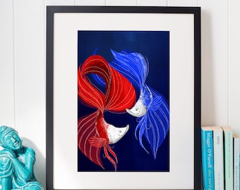 Red White and Blue Betta Fish