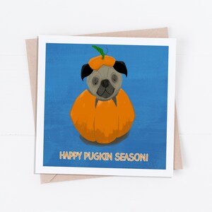 Tarjeta de temporada Pugkin/ Tarjeta de calabaza / Tarjeta de Halloween/ Pensando en ti