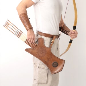 Leather Quiver with belt and armguards-Archery Quiver-Traditional Ottoman Design Quiver-Real  Leather Arrow Quiver-Arrow Case