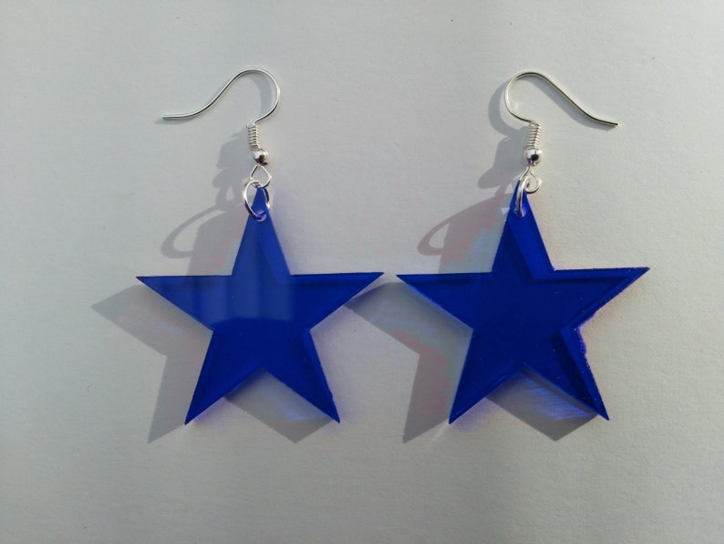 Star shaped Acrylic Earrings Choice of pendant and earwire colours