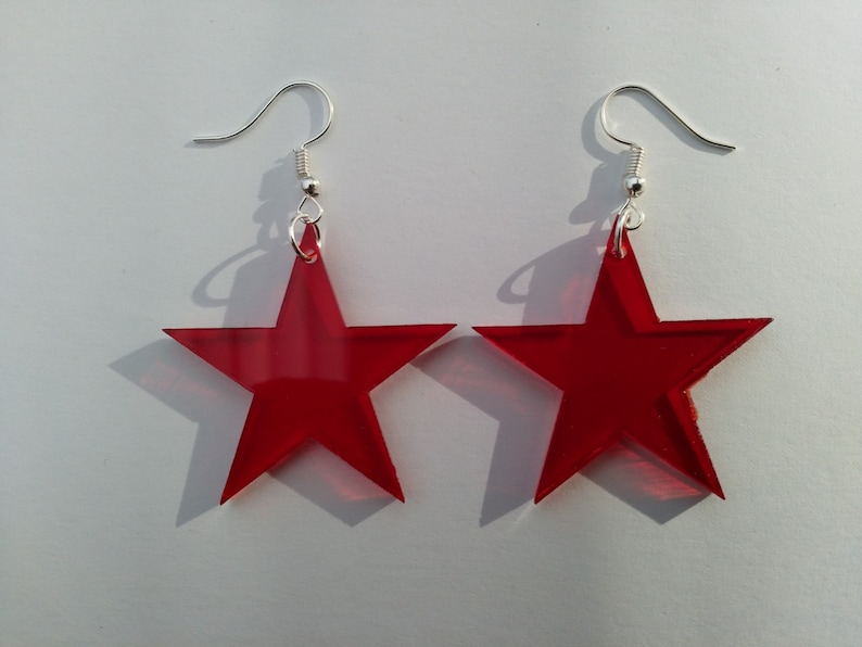 Star shaped Acrylic Earrings Choice of pendant and earwire colours