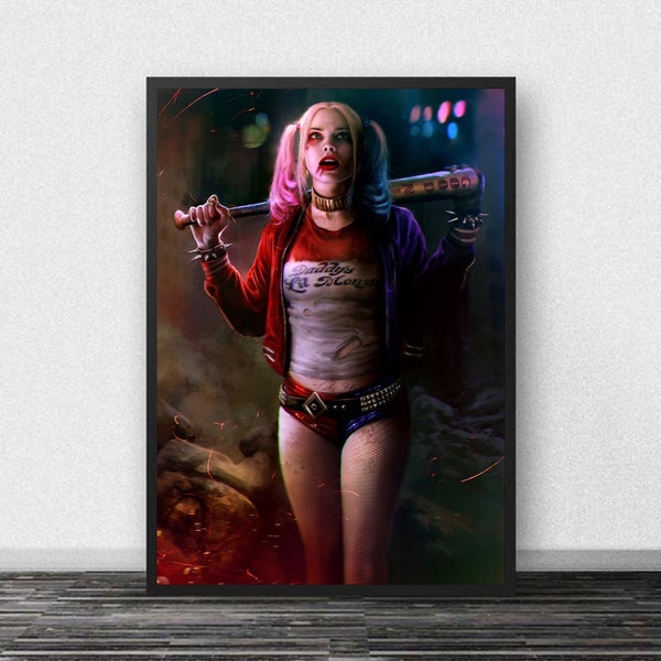 Harley Quinn Film Poster Leinwand Gemälde Wandkunst für Wohnzimmer Kinderzimmer Wohnkultur (Ohne Rahmen)