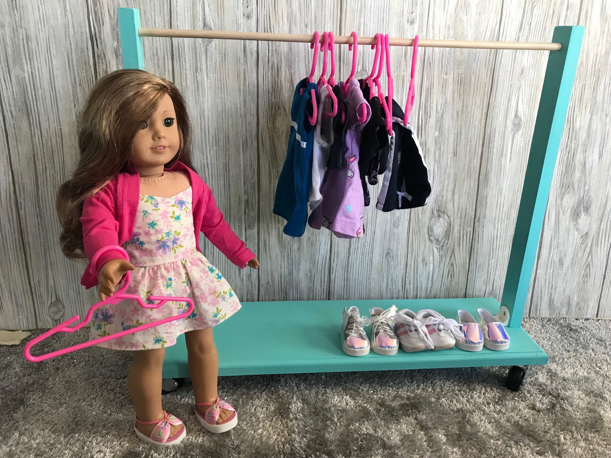 Kodycity Doll Closet Wardrobe Dollhouse Furniture Accessories 20 Pieces  Miniature Hangers Clothing Organizer for Dolls