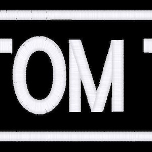 May include: A rectangular black and white graphic with the words "CUSTOM TEXT" in bold, white, uppercase letters. The text is centered within a white rectangular border.