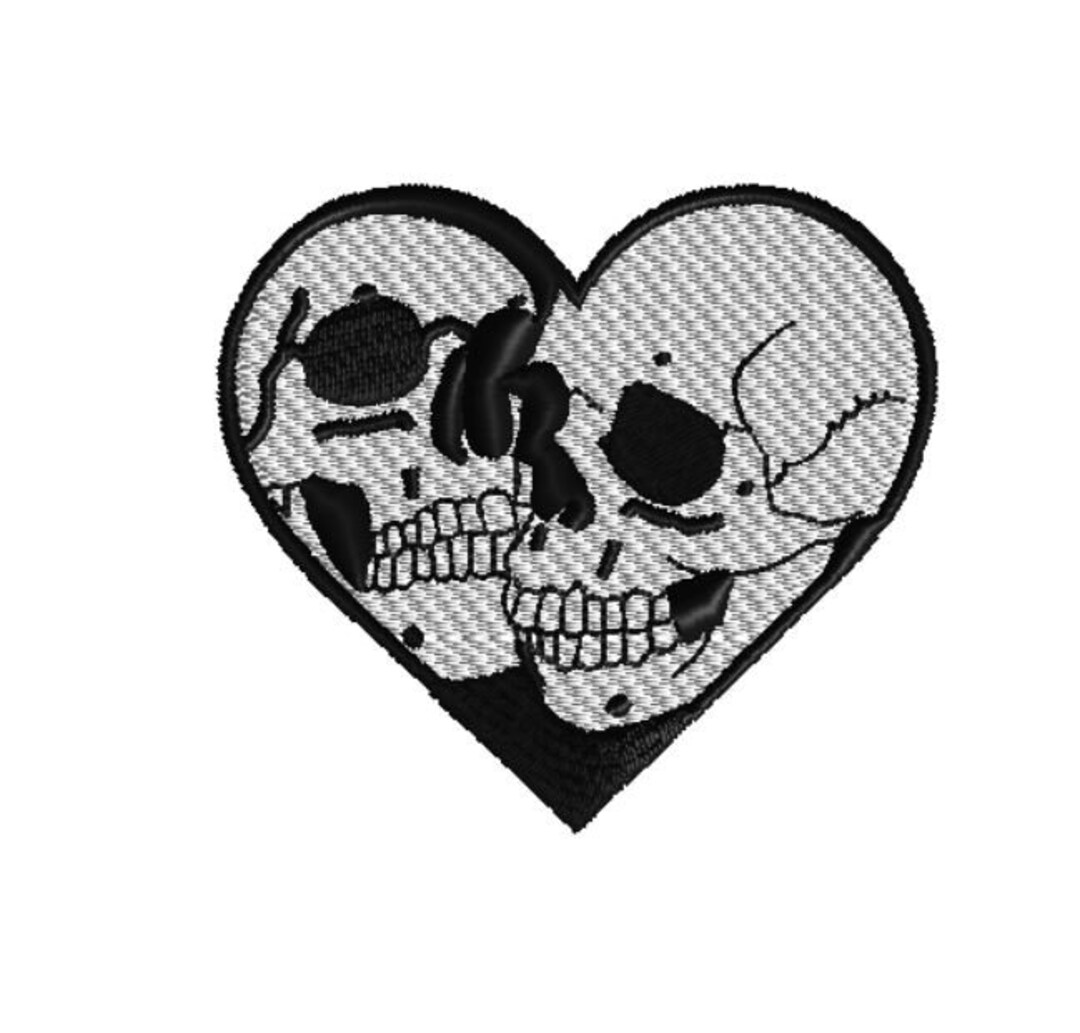 Embroidery Patch - Heart With 2 Skulls - Etsy