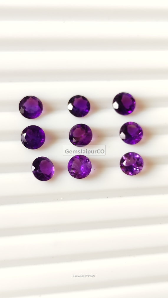 5 Pcs 6mm Natural Amethyst Faceted Round Cut Gemstone Loose Amethyst Round Faceted Gemstone Price Per Lot