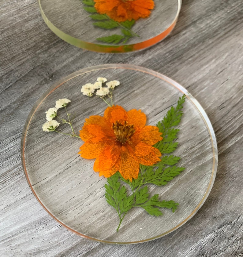 Dried Flower Resin Coaster Flower Coaster Cosmos Coaster ...