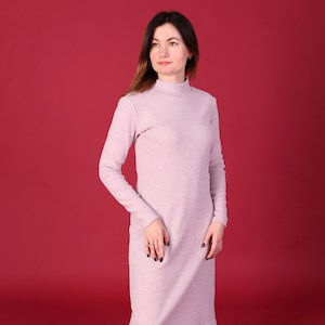Patrón de costura para vestido de punto de jersey de manga larga, informal, de invierno, acampanado, de lana cálida, tamaño PDF, tamaño A4, carta de EE. UU.