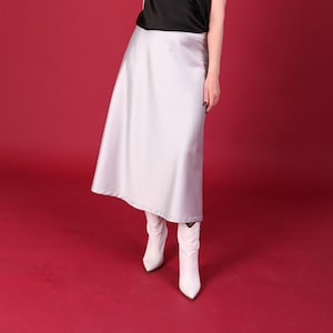 Saia cetim costura padrão a linha queimado semi circular midi seda fácil clássico saia feminina vestido de noite padrão pdf a4 carta digital XS-3XL