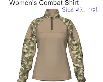 Patrón de costura en PDF para camisa de combate femenina, top táctico militar (tallas 4XL-7XL)