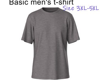 Cartamodello per maglietta girocollo da uomo in formato PDF: taglie dalla 3XL alla 5XL (download immediato)