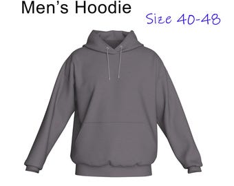 Modello di cucito per felpa oversize da uomo con cappuccio – tasca a marsupio (taglie 40-48) (modello PDF)