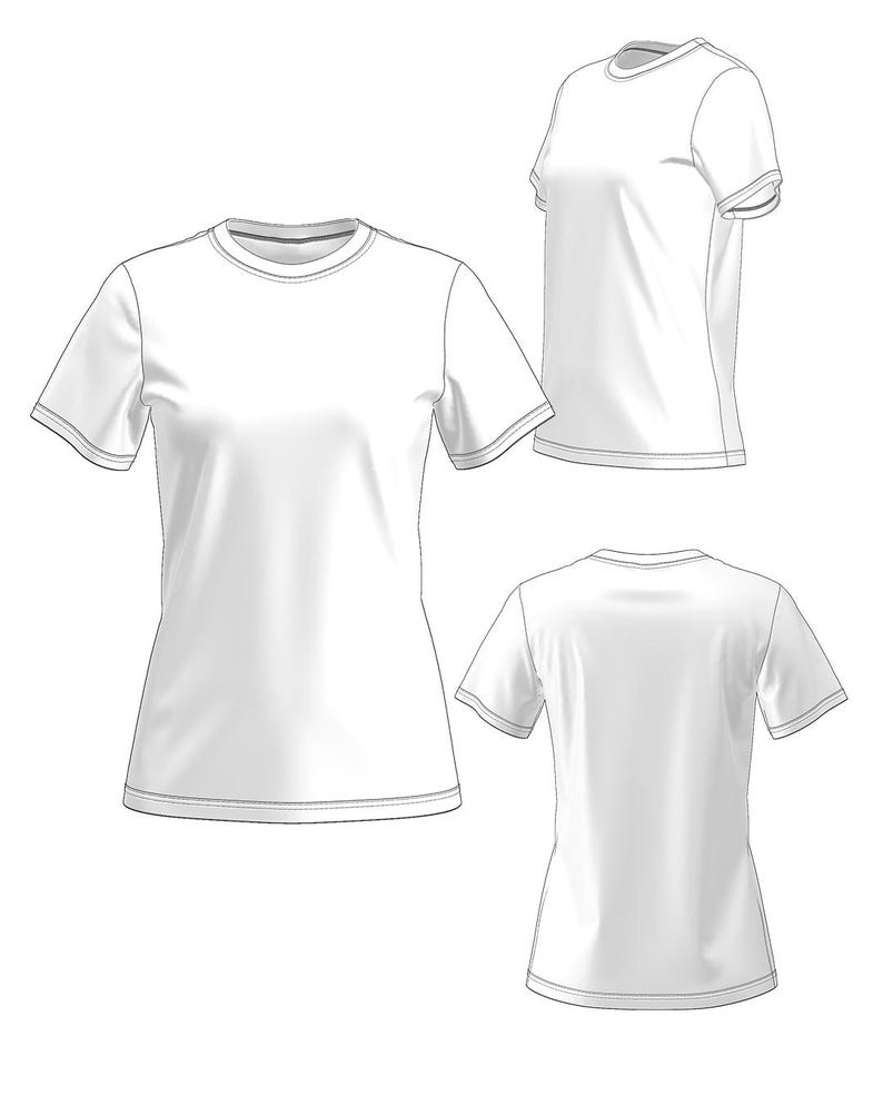 Women's Knit T-Shirt Sewing Pattern: Basic Tee (Sizes 2XS-7XL) (PDF Pattern) image 3