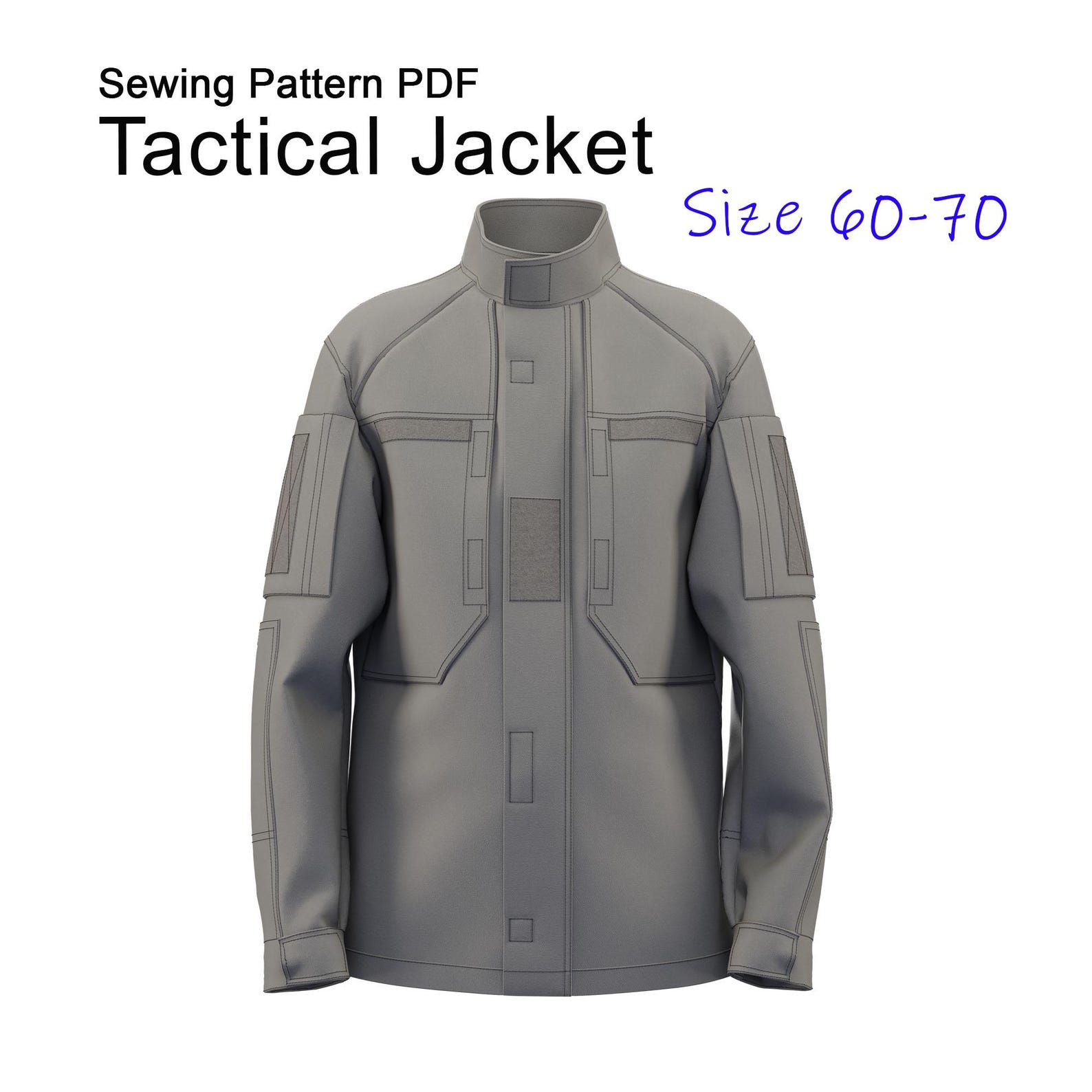 Field Jacket Pattern Tactical Jacket Sewing Pattern PDF, Plus Size 60-70 (digital Download ...