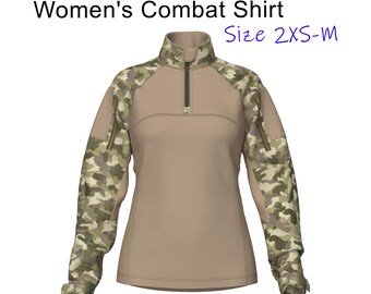 Patrón de costura en PDF para camisa de combate femenina, top táctico militar (tallas XS-M)