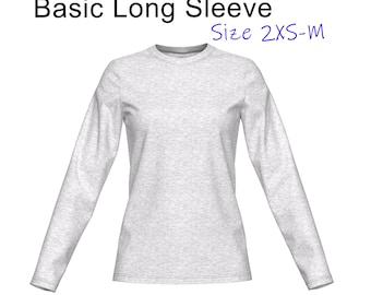 Modello di cucito per top a maniche lunghe in PDF: top in maglia adatto ai principianti (taglie dalla 2XS alla M)