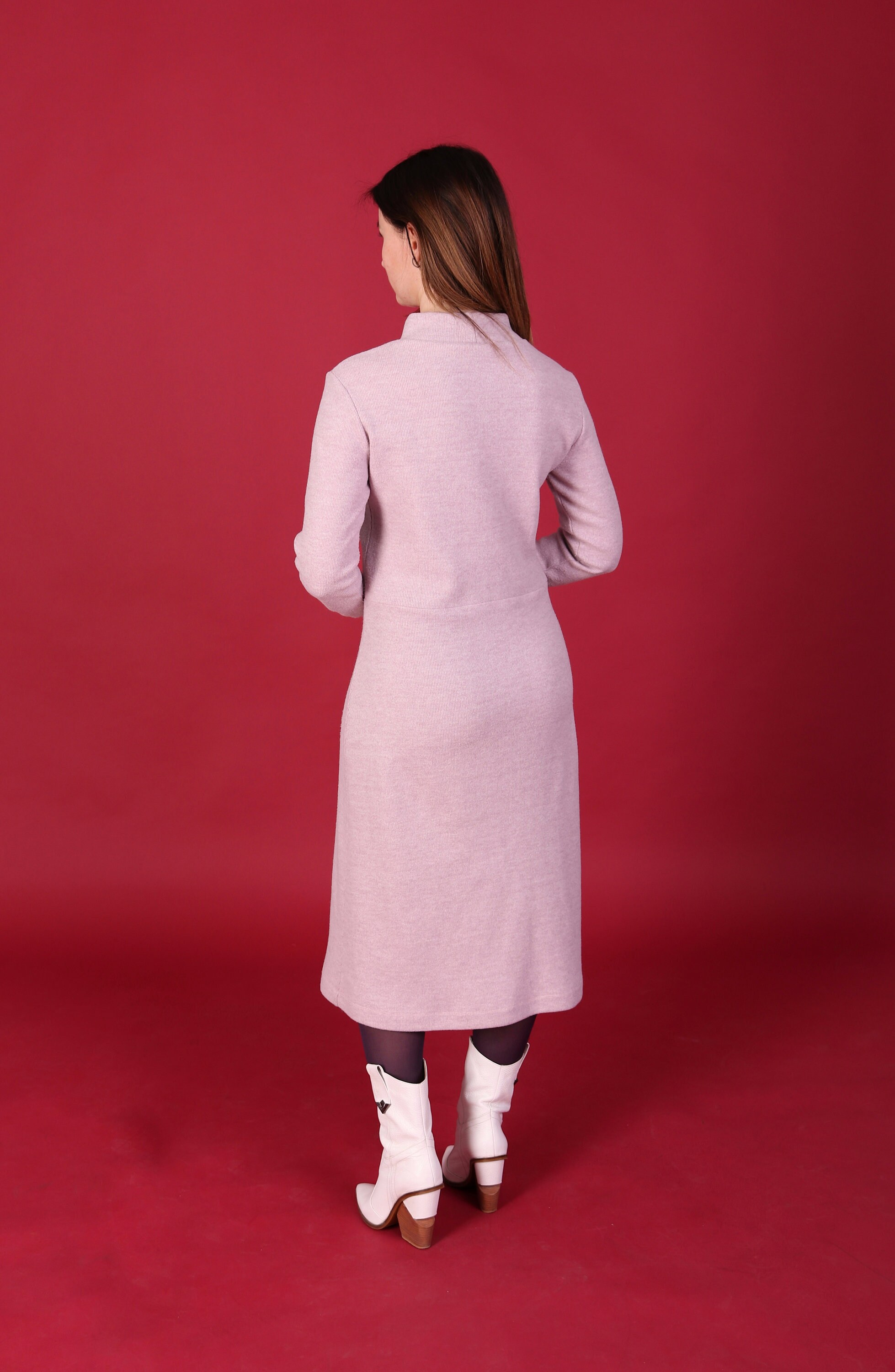 knee length dresses for ladies Ava Jersey Long Sleeve Dress
