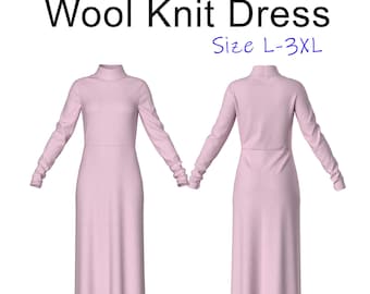 Modello di cucito per abito dolcevita in maglia di lana (PDF) - L-3XL