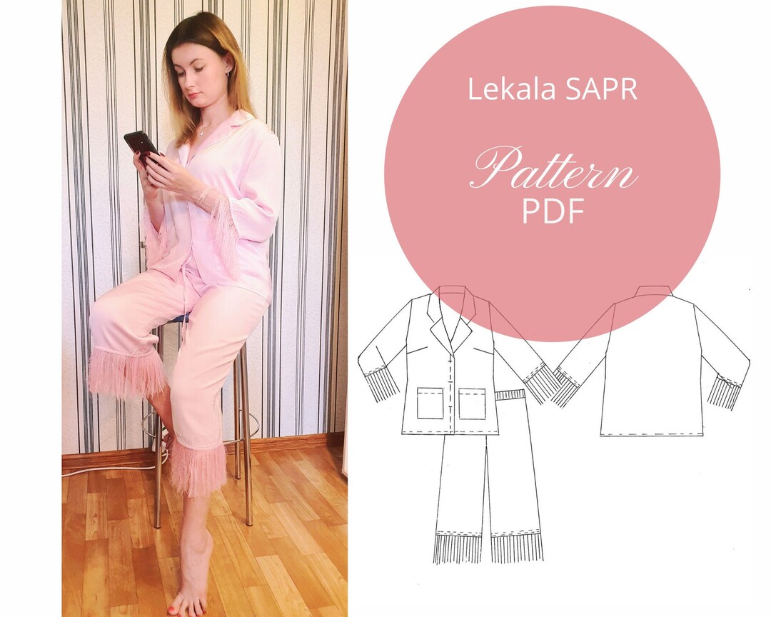 Pajama Sewing Pattern PDF for Women Silk Set Pyjama Sleepwear Patterns ...