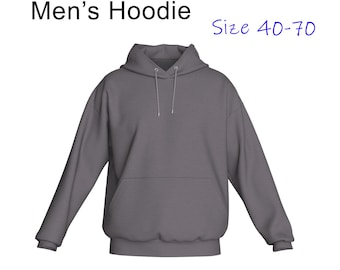 Modello di cucito per felpa oversize da uomo con cappuccio – tasca a marsupio (taglie 40-70) (modello PDF)