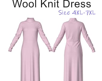 Modello di cucito per abito dolcevita in maglia di lana (taglie 4XL-7XL) (PDF)