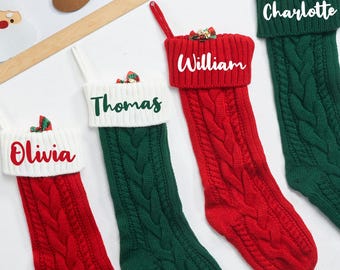 2025 Personalized Christmas Stockings, Embroidered Knitted Stockings with Name, Monogram Family Xmas Stocking, Holiday Decor Gift for Xmas