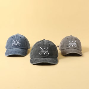 Personalisierte Golfmütze | Unisex individuelle Stickerei Baseballmütze | Golf Zubehör | Geschenke für Golfer Papa Groomsmen Männer Sohn